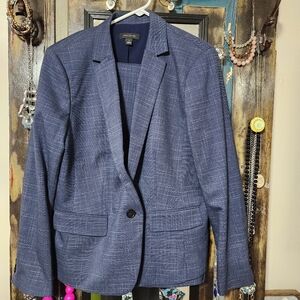 NWT Ann Taylor Navy and Gray Plaid Suit